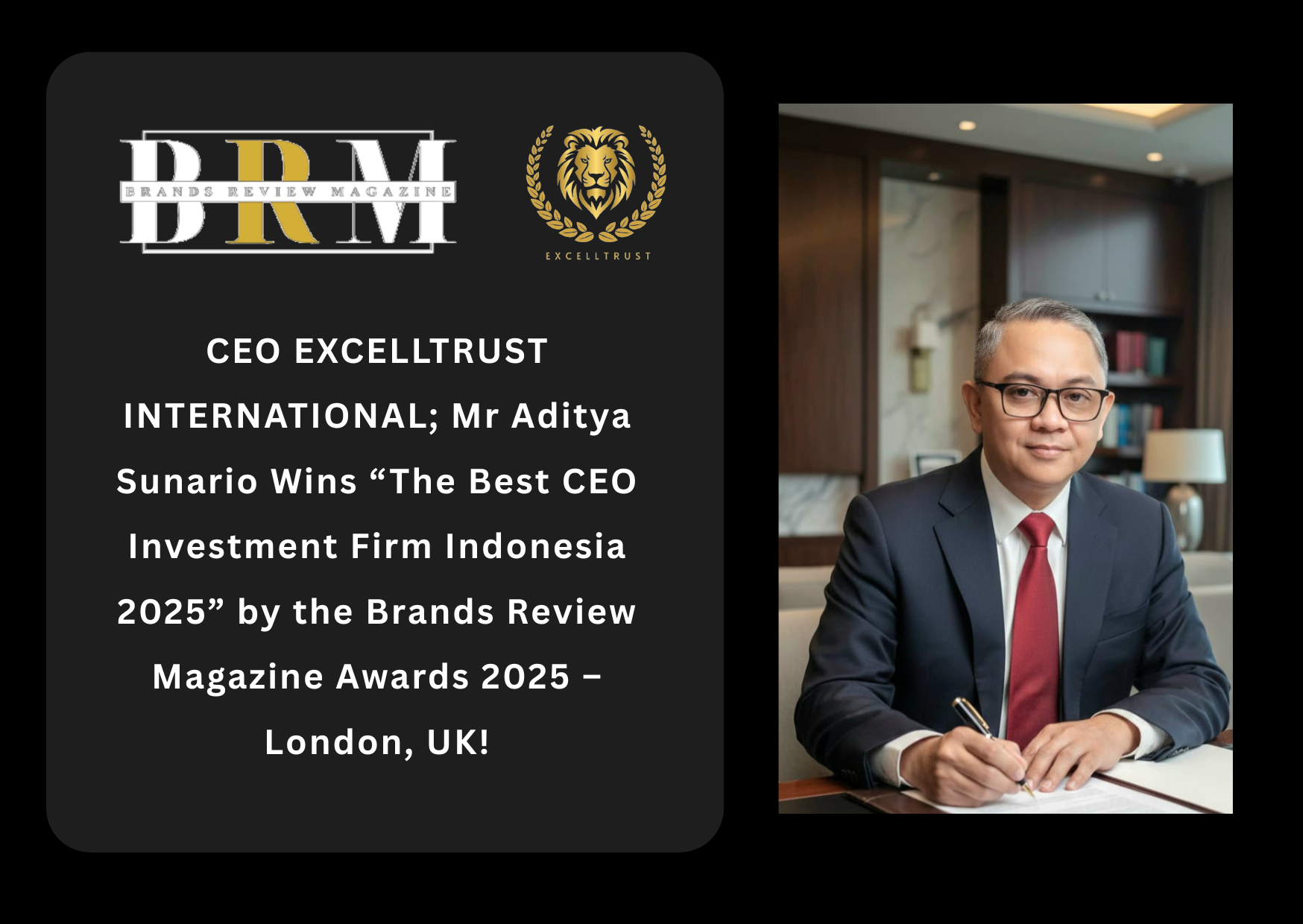 BRM AWARD BEST CEO EXCELLTRUST INTERNATIONAL 2025